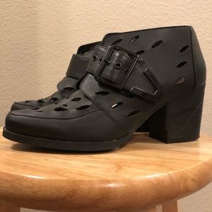 Michael Antonio Black Perforated Buckle Ankle Booties